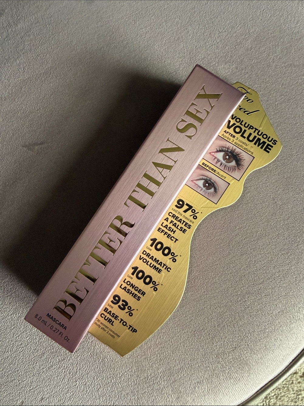 Too Faced Better Than Sex Mascara - Metallic Pink & Gold Packaging